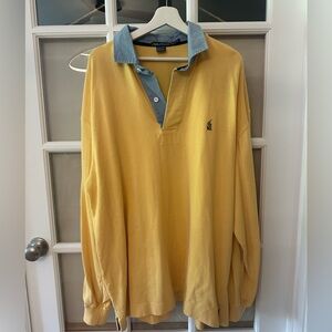 Vintage Nautica Yellow and Blue Casual Collared Sweater